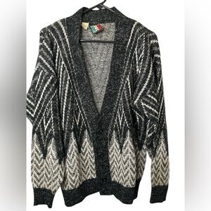 Vintage Cardigan Sweater Oversized Button Up Italian Wool Knit V Neck 90s M